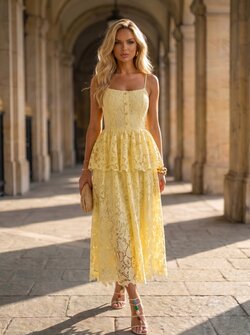 Christina lace dress yellow Christina lace dress yellow