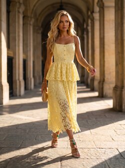 Christina lace dress yellow Christina lace dress yellow