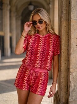 Zigzag Sabrina set pink