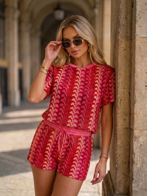 Zigzag Sabrina set pink