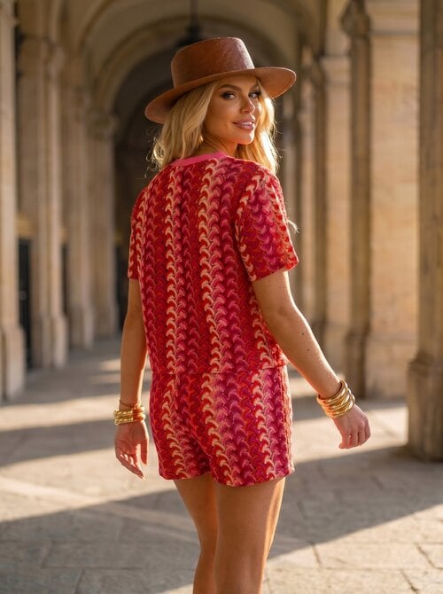 Zigzag Sabrina set pink