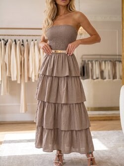 Katie offshoulder dress taupe Katie offshoulder dress taupe