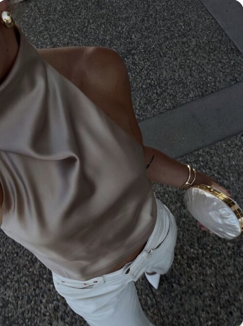 Norah satin top taupe Norah satin top taupe