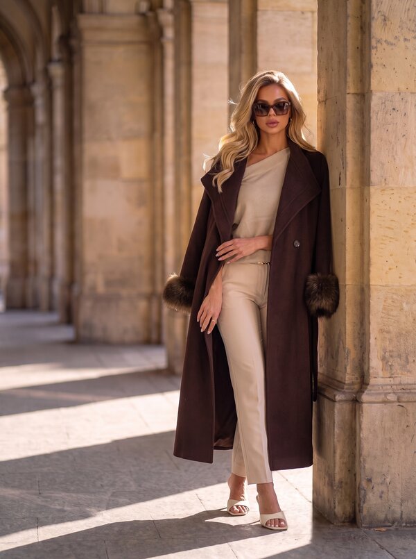Noelle fur coat brown