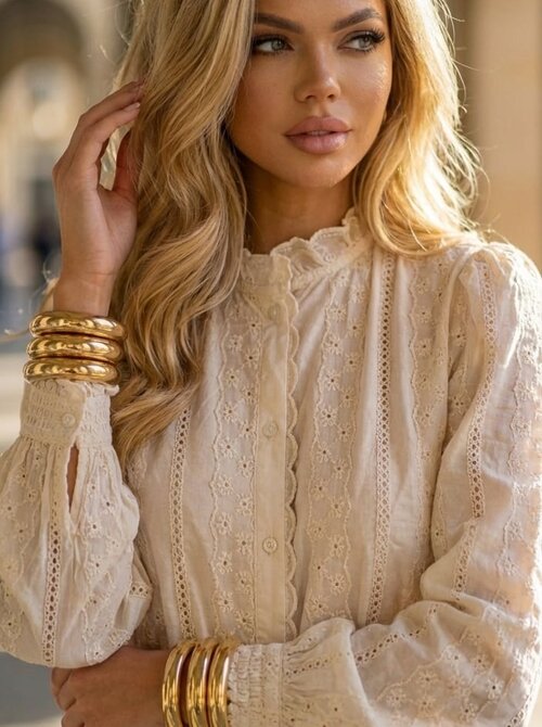 Jamie beige ruffle blouse Jamie beige ruffle blouse