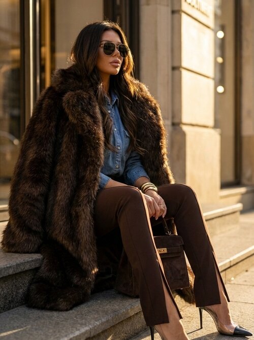 Paris coat brown faux fur Paris coat brown faux fur
