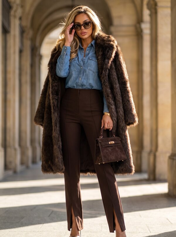 Paris coat brown faux fur