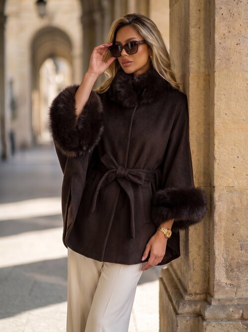 Angelina coat faux fur brown