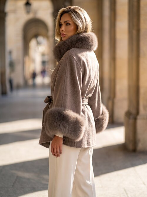Angelina coat faux fur taupe Angelina coat faux fur taupe