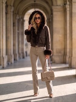 Elara faux fur jacket brown Elara faux fur jacket brown