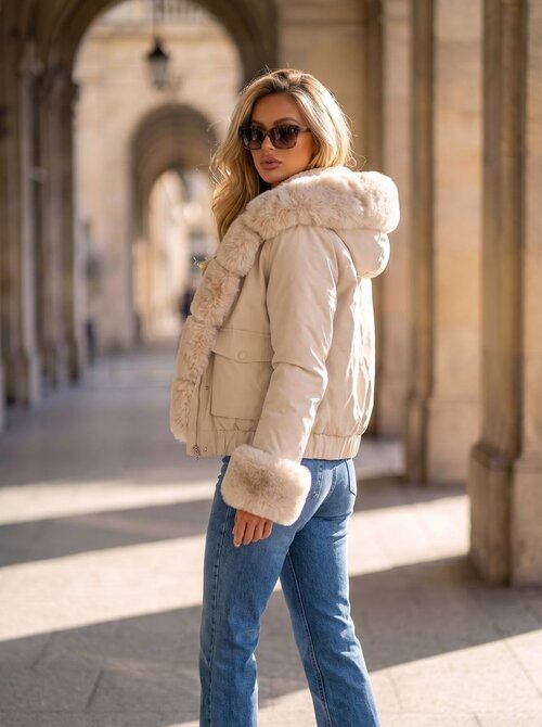 Elara faux fur jacket cream Elara faux fur jacket cream