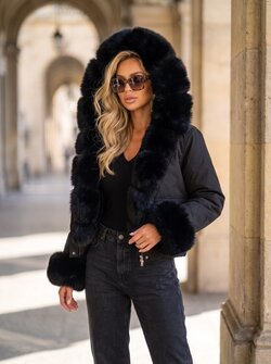 Elara faux fur jacket black Elara faux fur jacket black
