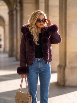 Elara faux fur jacket plum Elara faux fur jacket plum