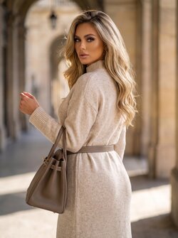Sweater dress beige