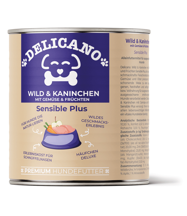 Delicano DeliCano Wild & Kaninchen mit Gemüse & Früchten 800g