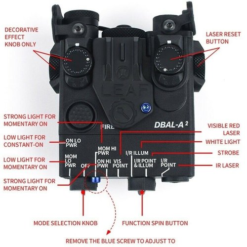 WADSN Tactical PEQ DBAL-A2 Aiming Devices (Green + IR Laser + White Light)