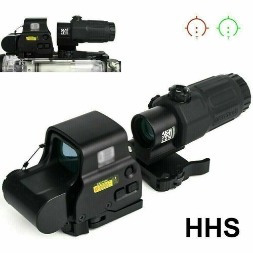 WADSN HHS Red/Green Holographic Hybrid Sight - EXPS with G43 Magnifier – Black