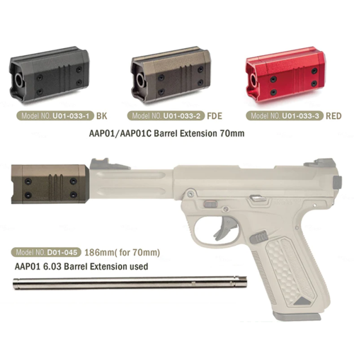 Action Army AAP01/01C Barrel Extension 70mm - Black