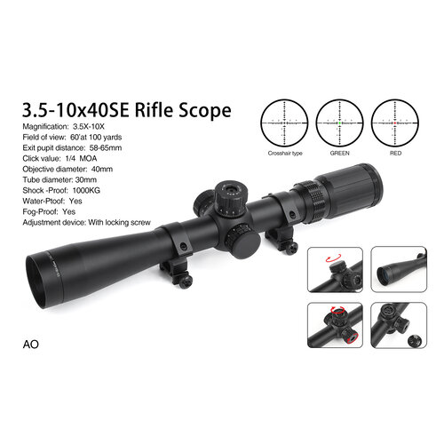 Aim-O 3.5-10x40SE Rifle Scope – Black