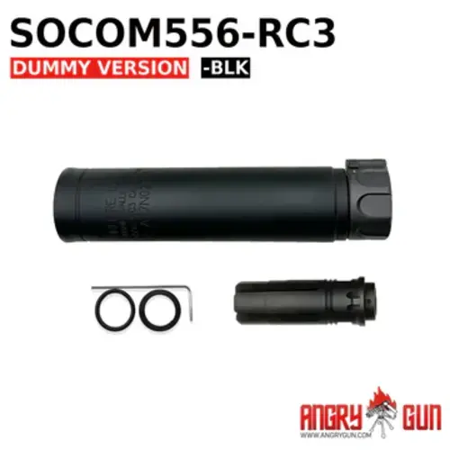 AngryGun SOCOM556-RC3 DUMMY-SCHALLDÄMPFER SCHWARZ (VOLLMARKIERTE VERSION)