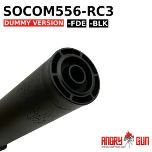 AngryGun SOCOM556-RC3 DUMMY-SCHALLDÄMPFER SCHWARZ (VOLLMARKIERTE VERSION)