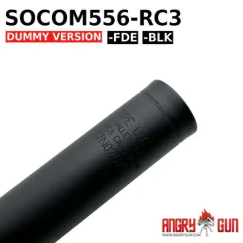 AngryGun SOCOM556-RC3 DUMMY-SCHALLDÄMPFER SCHWARZ (VOLLMARKIERTE VERSION)