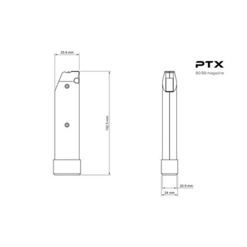 GATE 80-Schuss-Mid-Cap-Magazin für die GATE PTX HPA-Pistole
