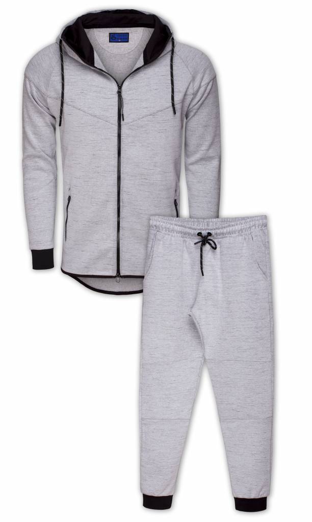 black and grey sweatsuit