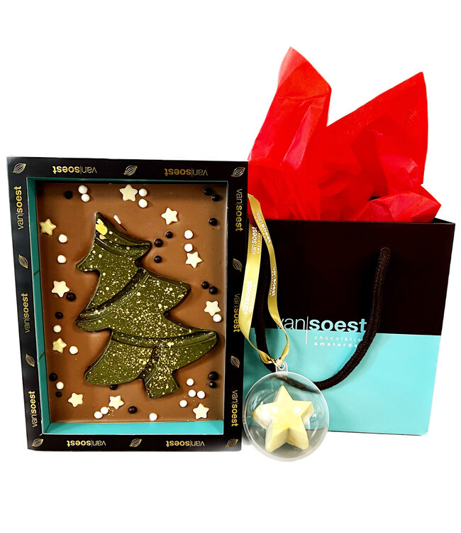 Tasje gevuld met kerst chocolade