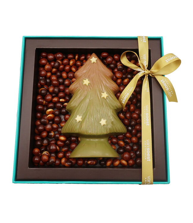 KERSTBOOM PRALINE MET CHOCOLADE PARELS