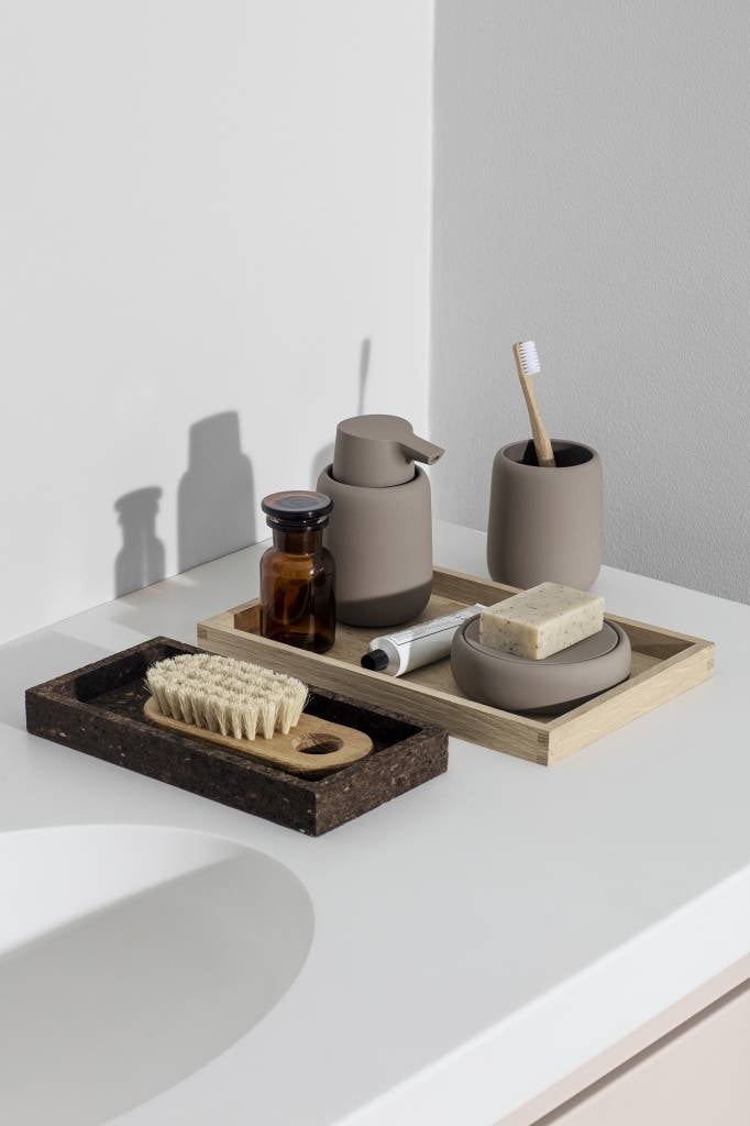 Blomus SONO Tablett / Schale - Farbe Moonbeam - Keramik und weiche  Beschichtung - Bath & Living