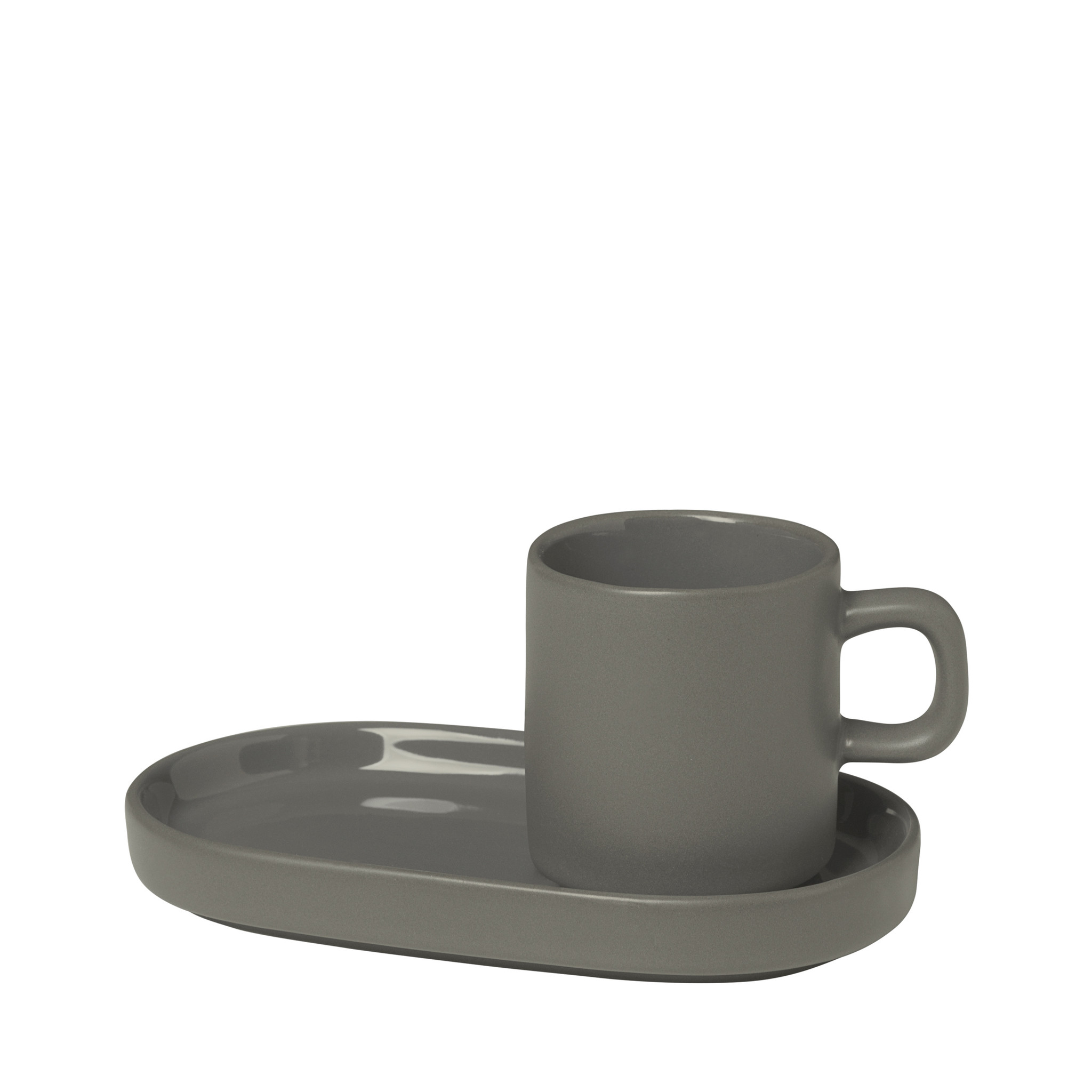PILAR 2 espresso cups 50 ml with saucer Pewter (63972)