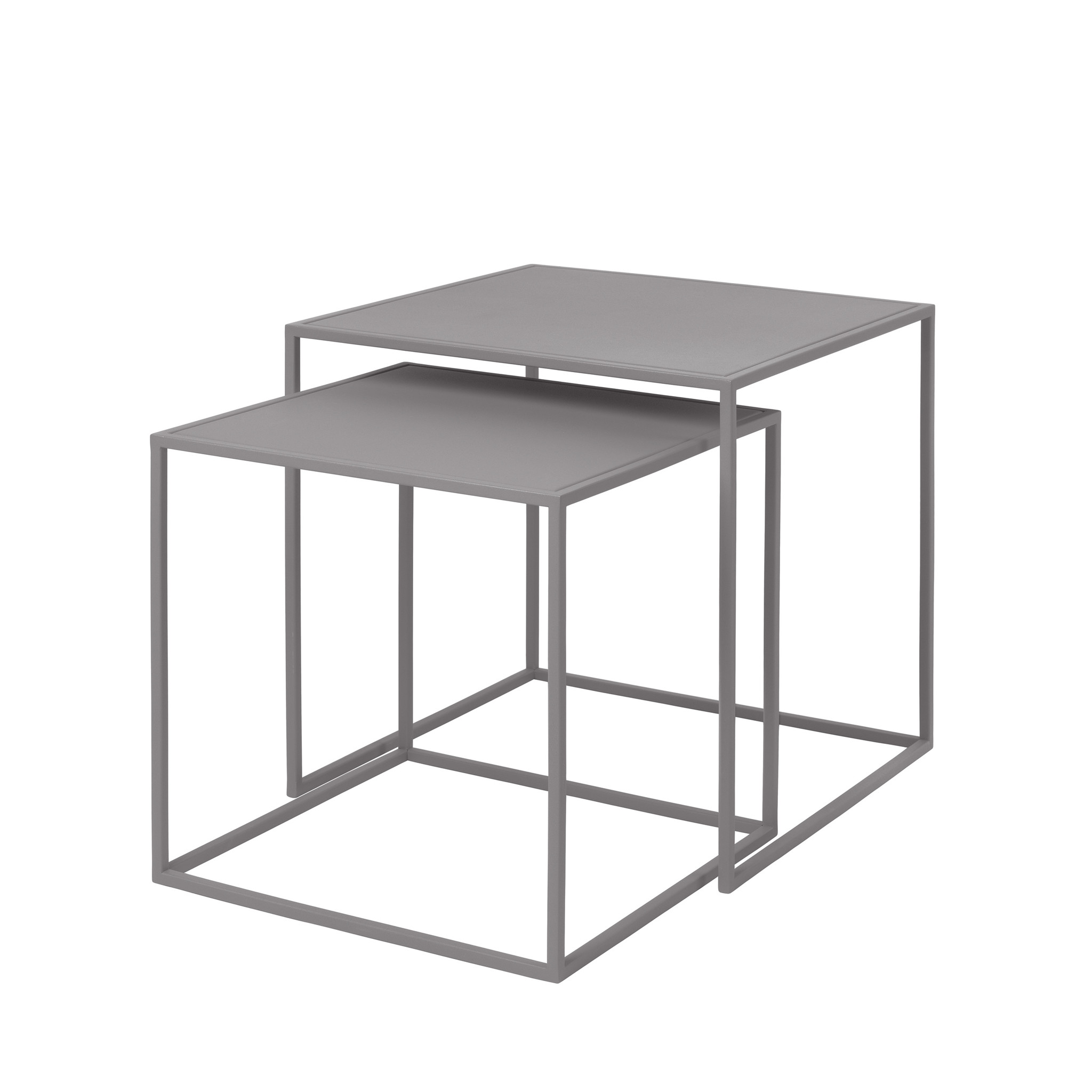 Blomus Fera Side Tables Set 2 Light Gray Powder Coated Steel Bath Living