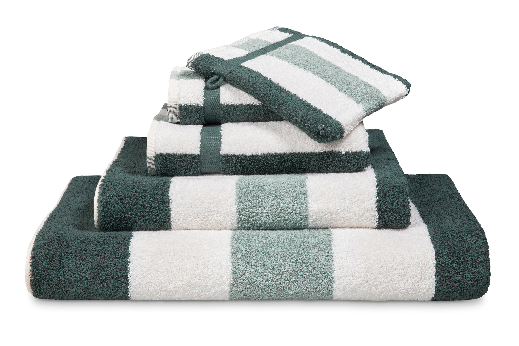 Vandyck VANCOUVER towel / bath towel Earth Green wide stripes