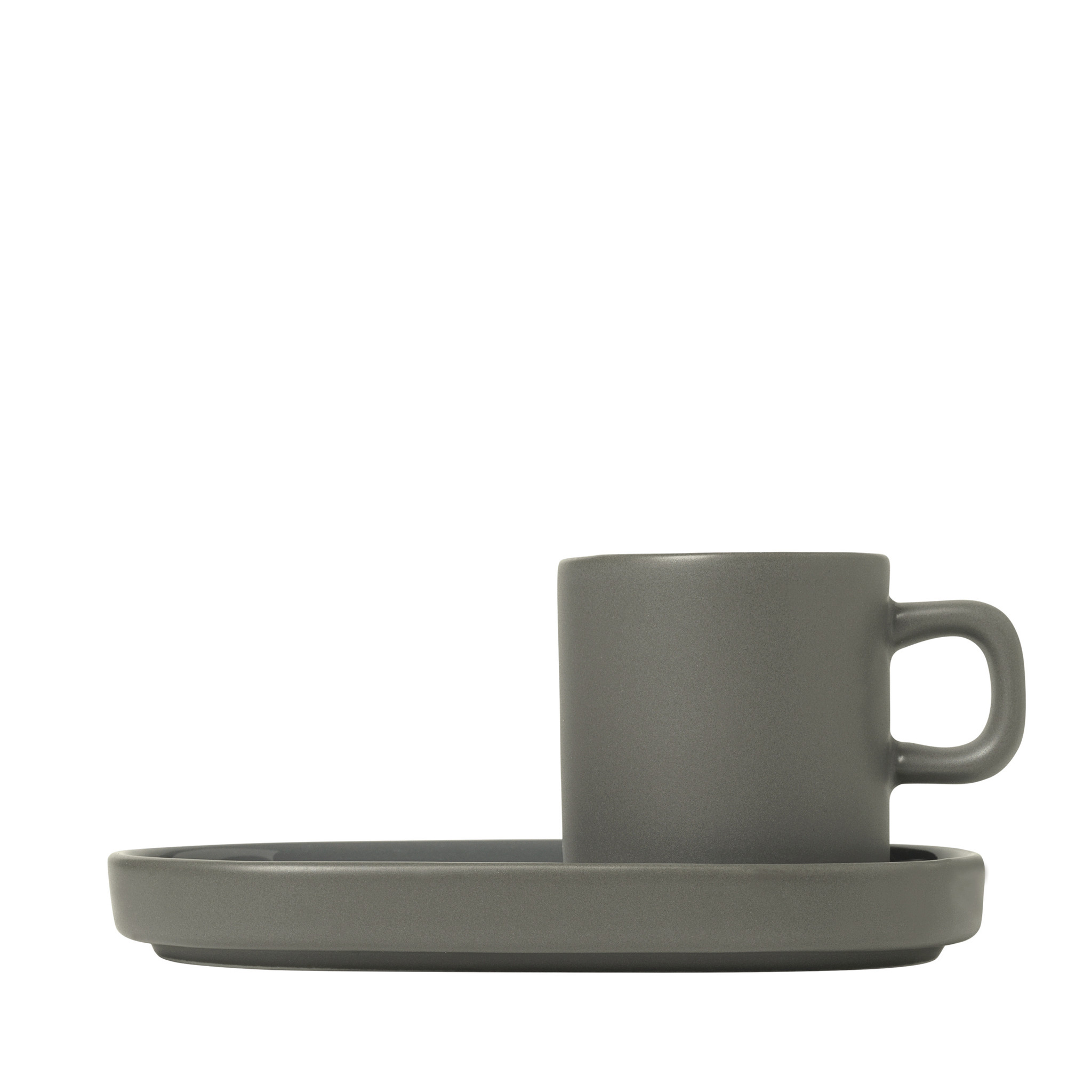 PILAR 2 espresso cups 50 ml with saucer Pewter (63972)