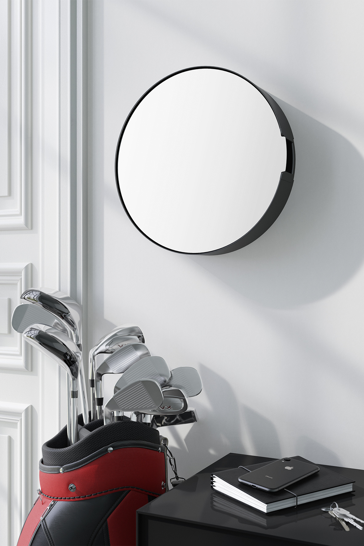 Ritueel Groenteboer mesh Zack NOLMA sleutelkastje met spiegel - kleur zwart - diameter 35 cm - Bath  & Living