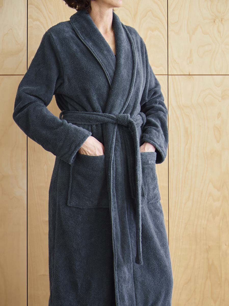 Aquanova London bathrobe color Steel, gray Egyptian cotton Bath