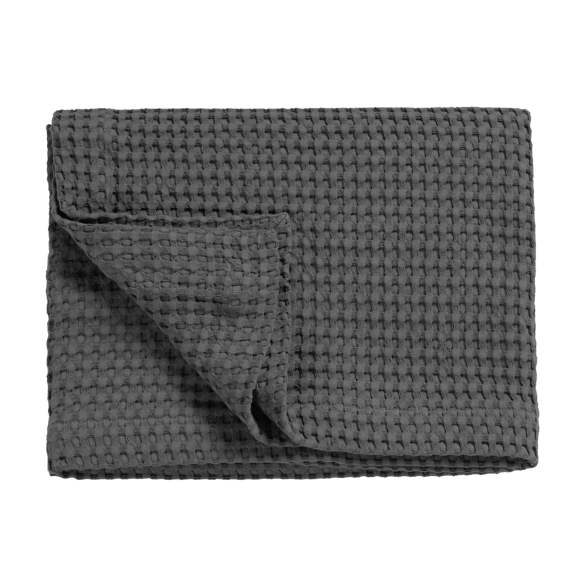 Couverture gaufrée en lin et coton grise