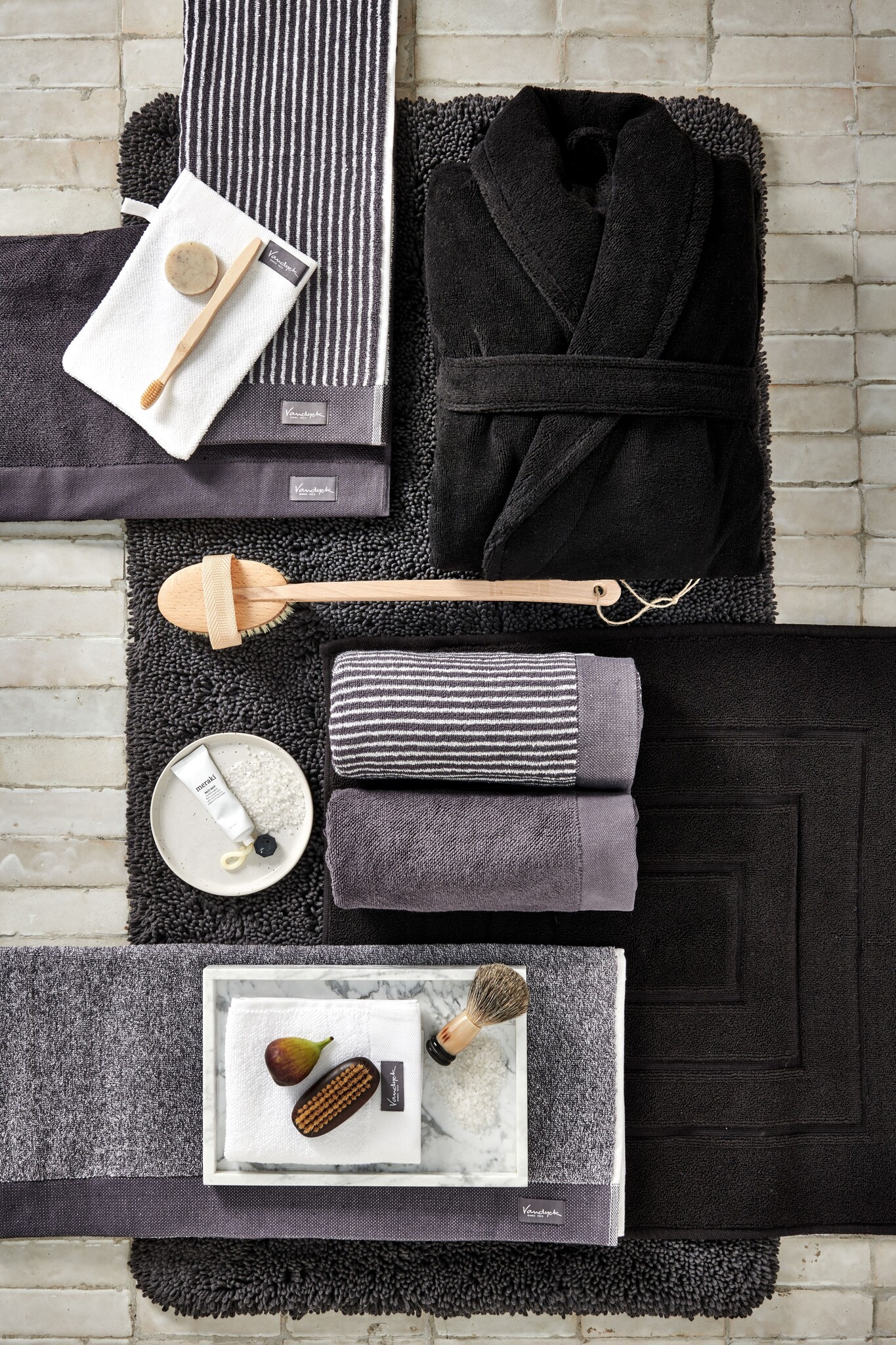 Handdoek HOME Mouliné kleur Off Black, zwart
