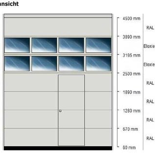 Industrie-Sektionaltor ISO 40 von Torkontor für die Maße 4250 x 4500 mm (BxH) mit Schlupftür