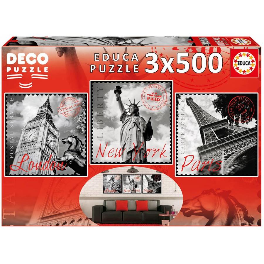 Wereldsteden - Deco - 3 puzzels van 500 stukjes-2