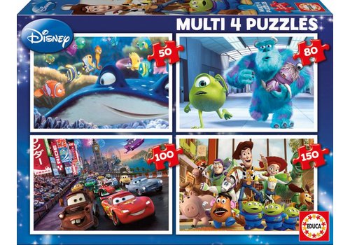  Educa Pixar - 4 puzzels van 50/80/100/150 stukjes 