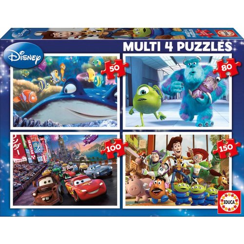  Educa Pixar - 4 pièces puzzles 50/80/100/150 