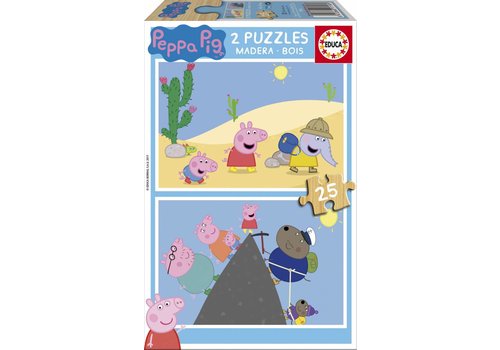  Educa HOUT: Peppa Pig - 2 x 25 stukjes 