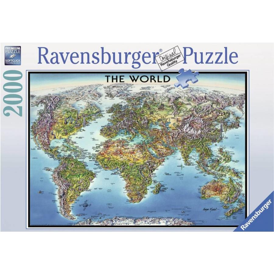 Wereldkaart  - puzzel van 2000 stukjes - exclusief-2