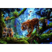 thumb-Tigers in the tree  -  jigsaw puzzle of 1000 pieces-2