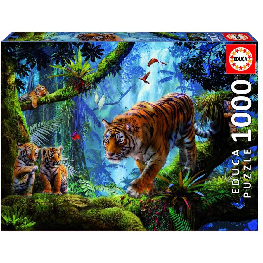 Tigres sur l'arbre - puzzle de 1000 pièces-1