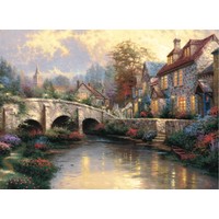 Le village Cobblestone Brooke - Thomas Kinkade - puzzle de 1000 pièces