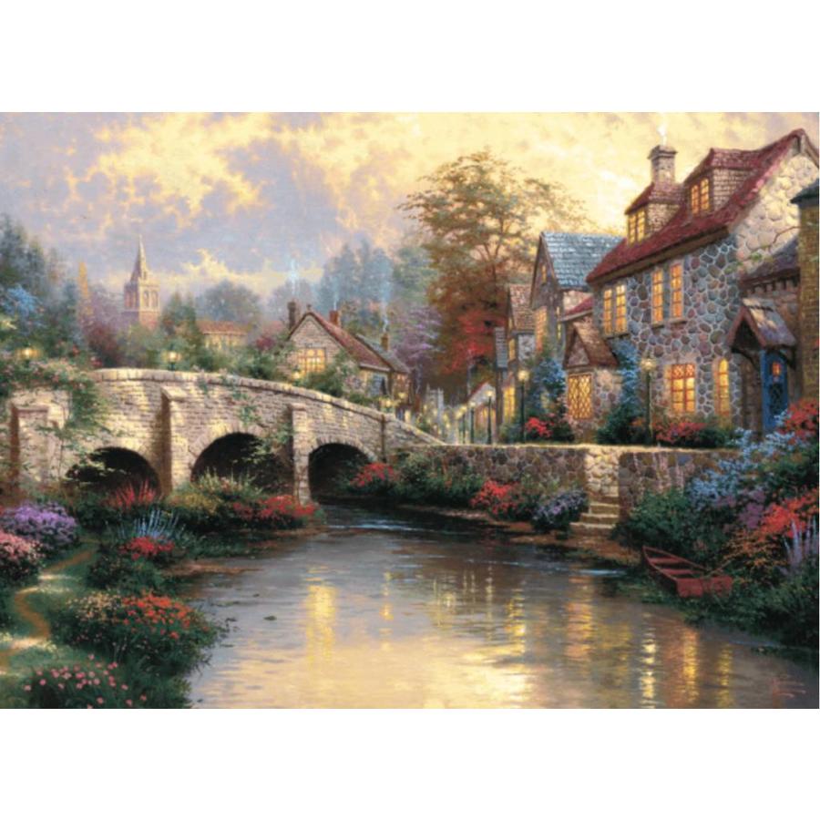 Le village Cobblestone Brooke - Thomas Kinkade - puzzle de 1000 pièces-1