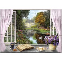 thumb-Vue des jardin de chateau - Dominic Davison - puzzle de 1000 pièces-1